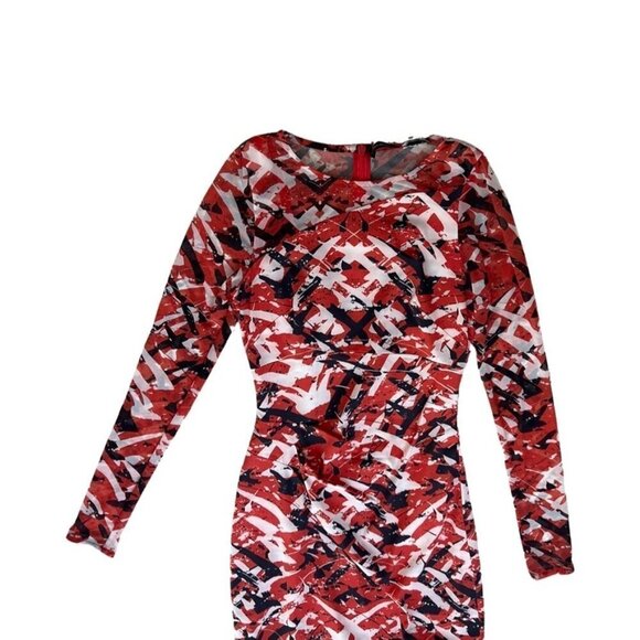 Karen Millen abstract print long sleeve dress size 2 - Picture 2 of 6